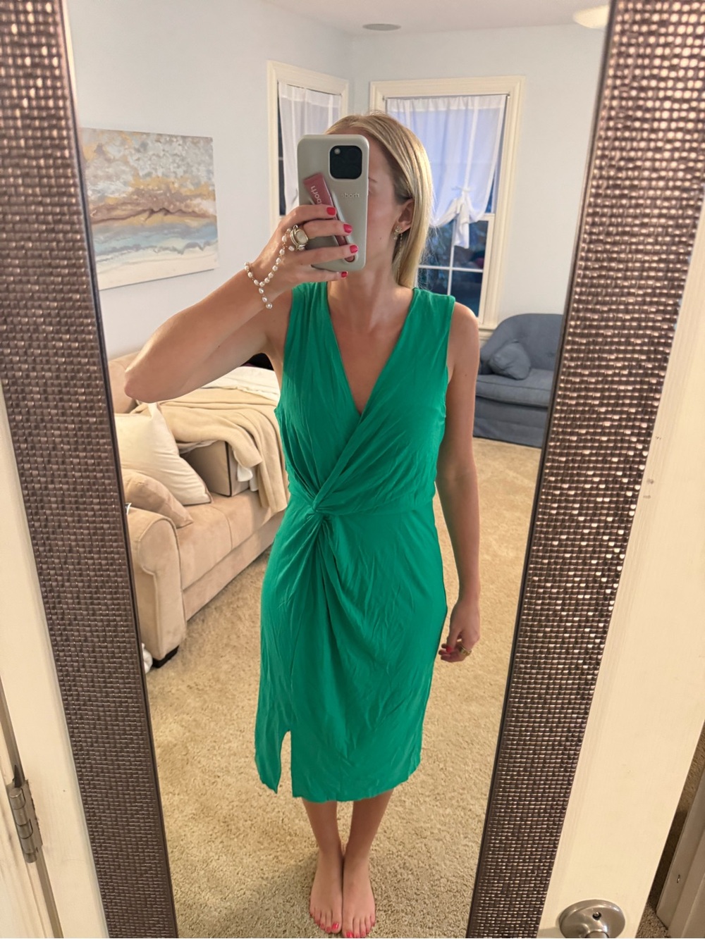 Lilly Pulitzer Emerald Green Twist-Front Midi Dress